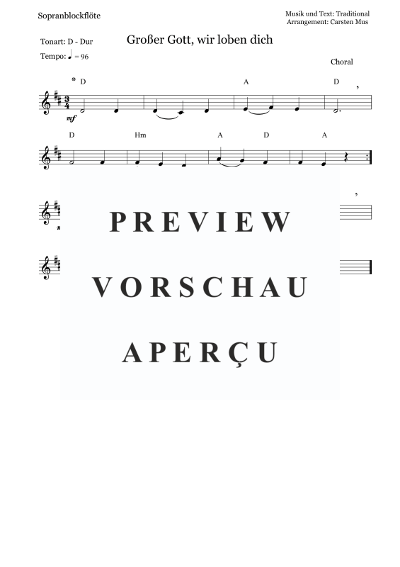 Product picture to: Großer Gott, wir loben dich (D-Dur)Traditional