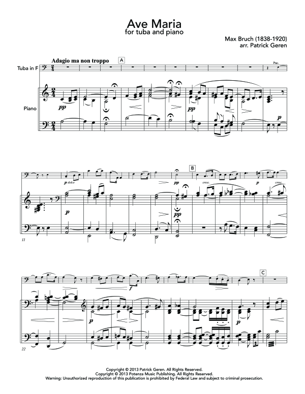 Product gallery: Page 1 of 11 Ave Maria, , (tuba and piano)