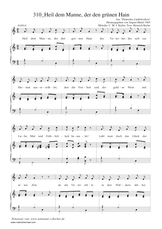 Product picture to: Heil dem Manne, der den grünen Hain C. M. J. Kiefer