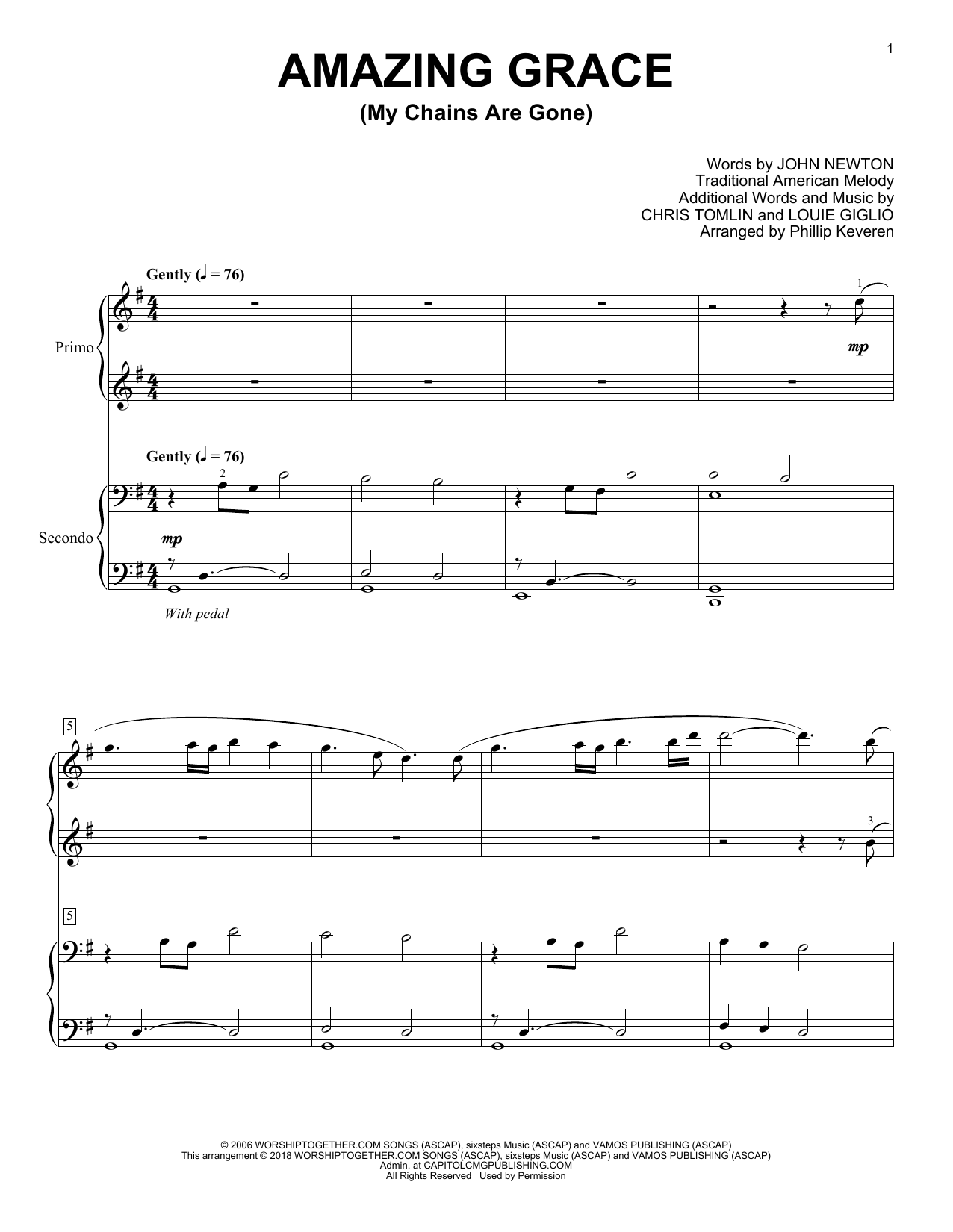 Produktgalerie: Seite 1 von 1 Amazing Grace (My Chains Are Gone) (arr. Phillip Keveren), Chris Tomlin, Klavier