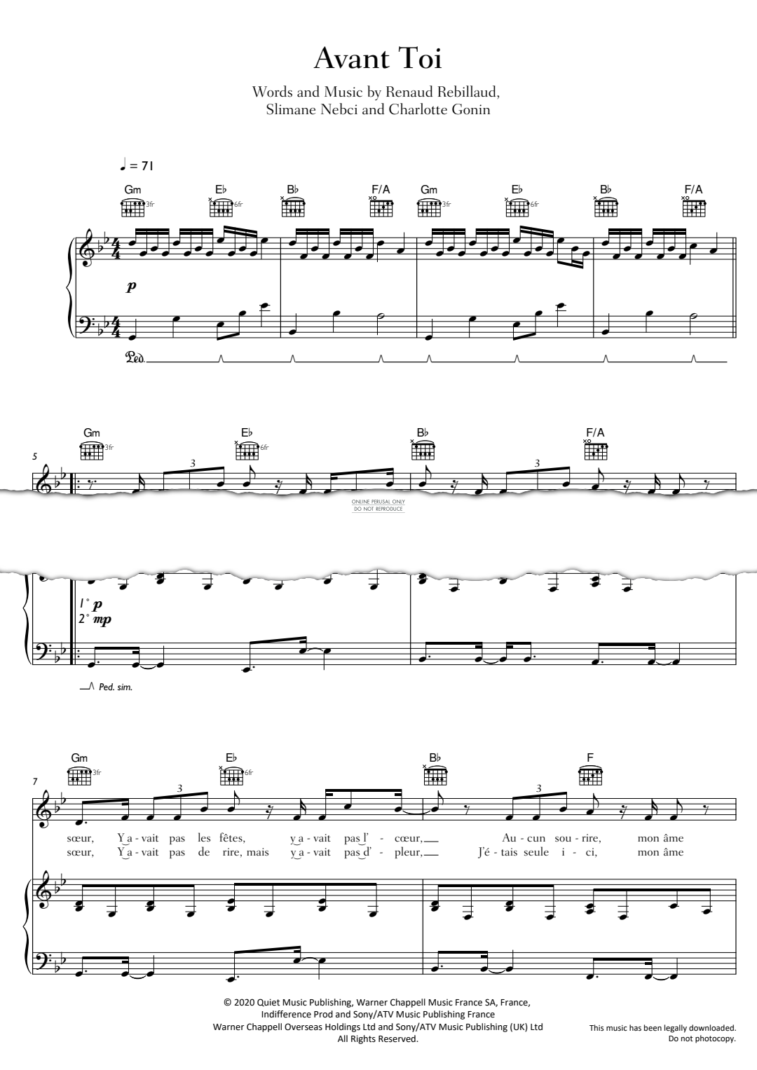 Produktgalerie: Seite 1 von 1 Avant Toi, VITAA, Gesang, Gitarre, Klavier