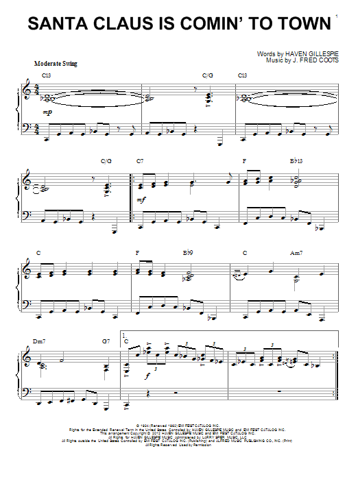 Product gallery: Page 1 of 1 Santa Claus Is Comin' To Town [Jazz version] (arr. Brent Edstrom), J. Fred Coots