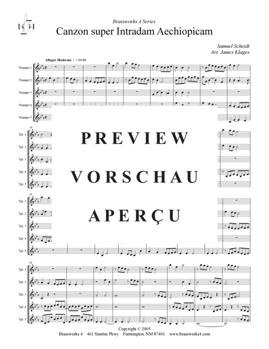 Produktgalerie: Seite 2 von 17 Canzon super Intradum Aechiopicam (Eb) , , Trompetenquintett