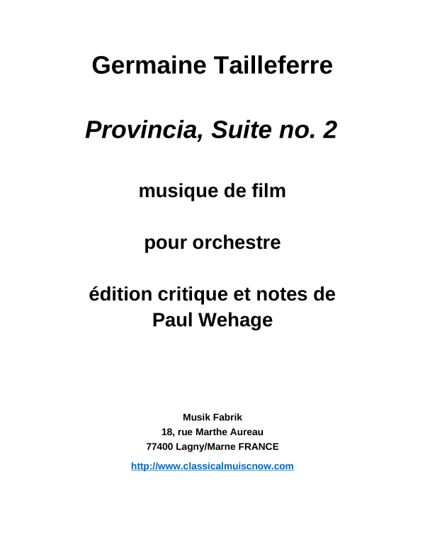 Produktbild zu: Provincia Suite no. 2Germaine Tailleferre