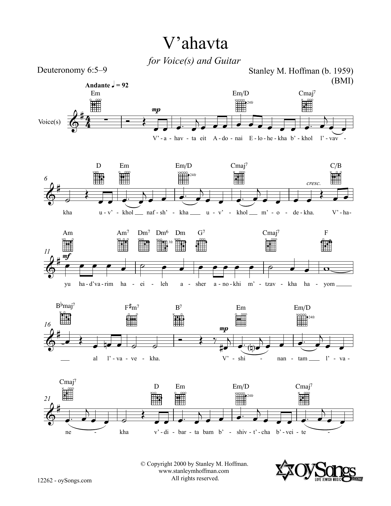 Produktgalerie: Seite 1 von 1 V'ahavta, Stanley F. Hoffman, Melodieinstrument
