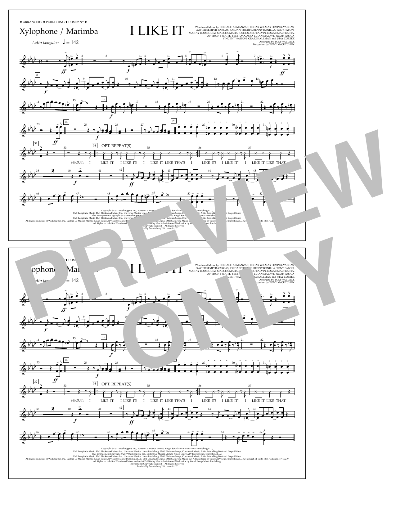 Produktgalerie: Seite 1 von 1 I Like It (arr. Tom Wallace) - Xylophone/Marimba, Cardi B, Bad Bunny & J Balvin, Ensemble