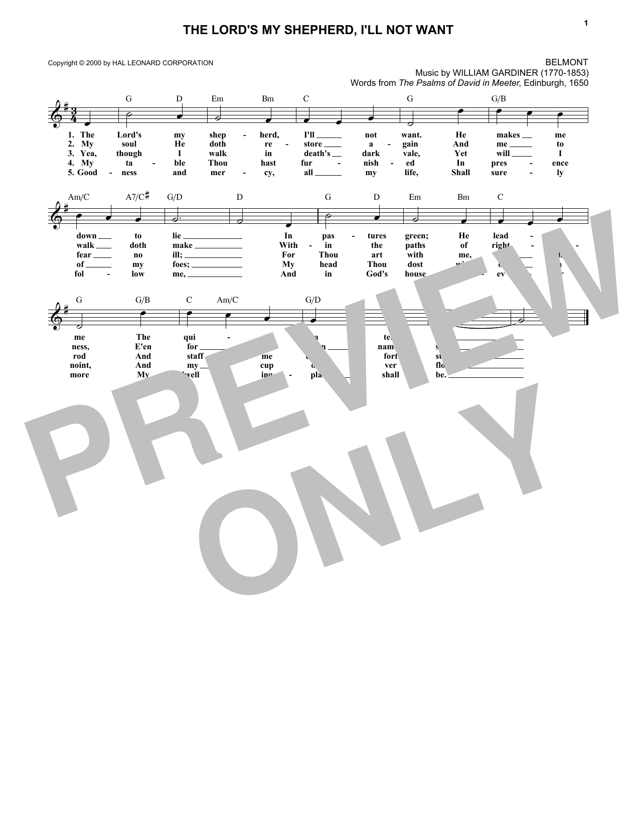 Produktbild zu: The Lord's My Shepherd, I'll Not Want