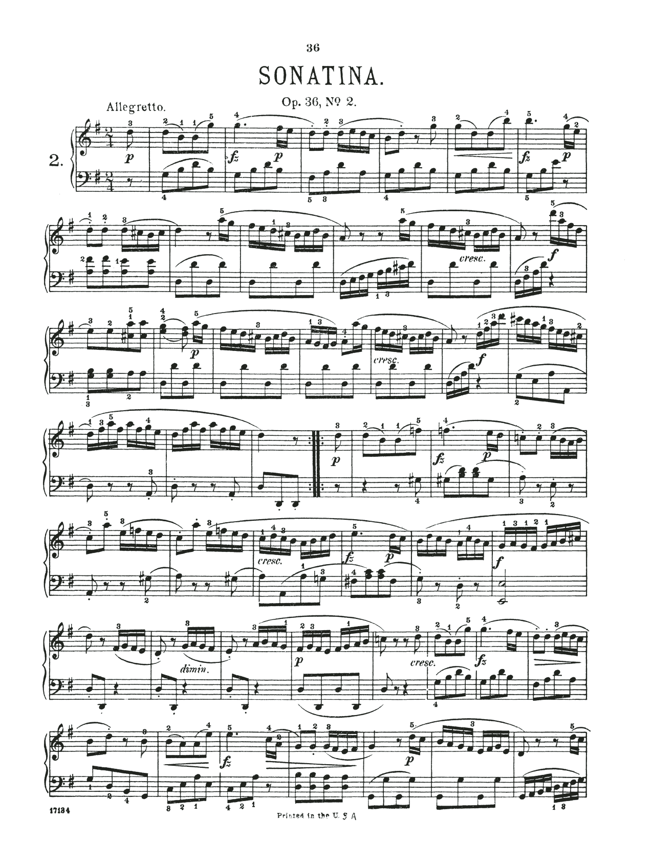 Product gallery: Page 1 of 1 Sonatina In G Major, Op. 36, No. 2, Muzio Clementi