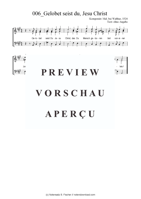 Produktbild zu: Gelobet seist du, Jesu Christ  Mel. bei Walther, 1524