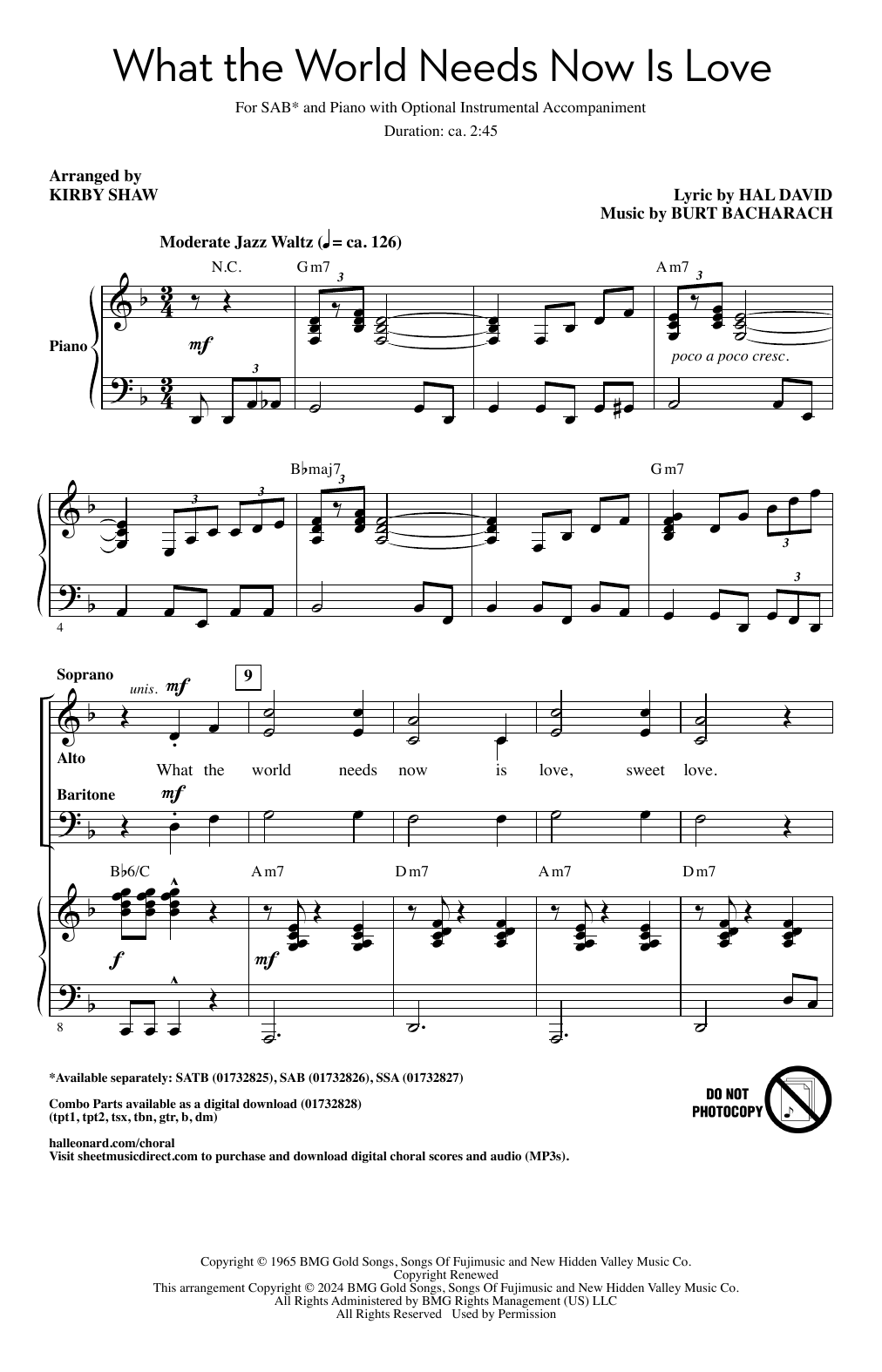 Produktbild zu: What The World Needs Now Is Love (arr. Kirby Shaw)