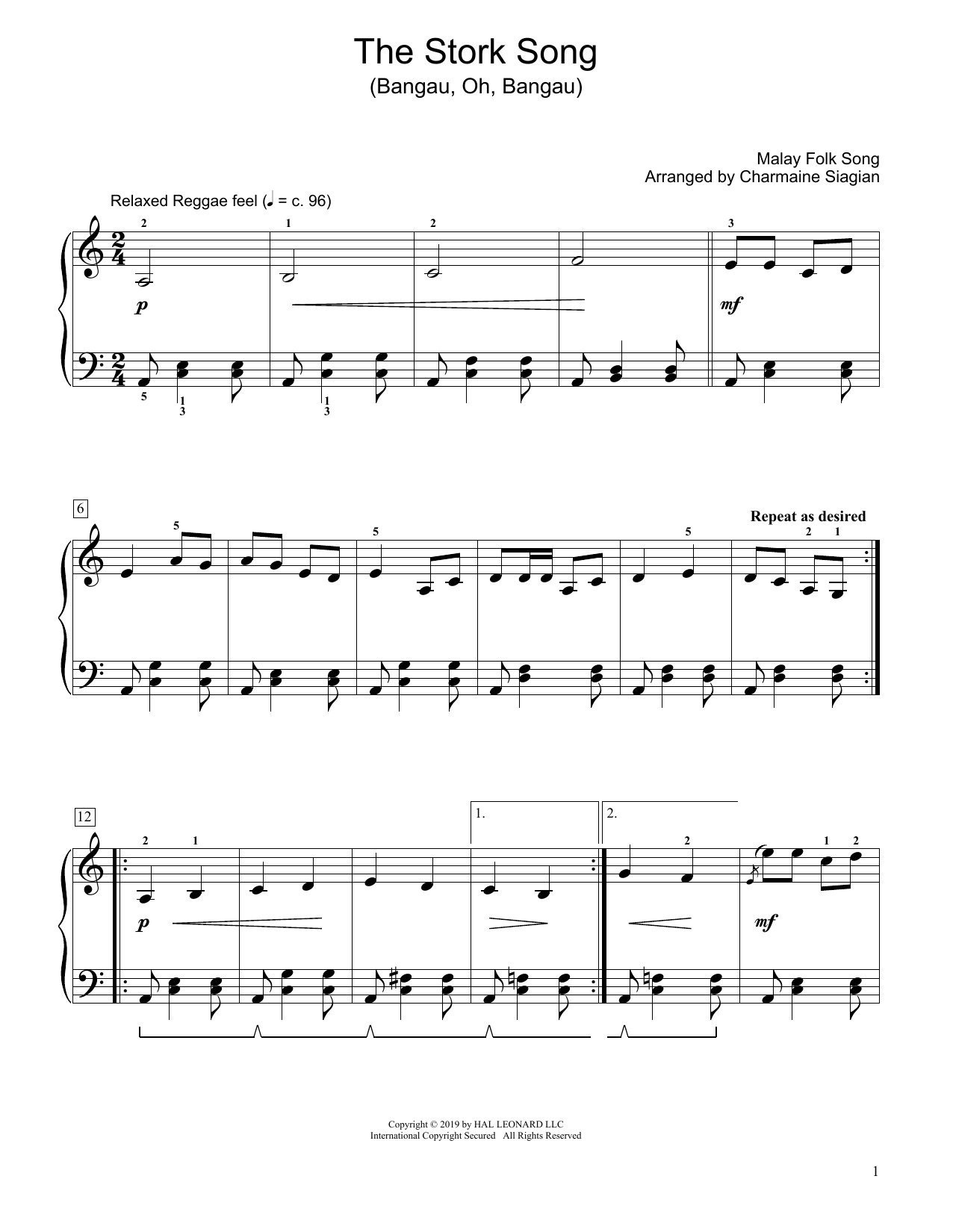 Product picture to: The Stork Song (Bangau Oh Bangau) (arr. Charmaine Siagian)