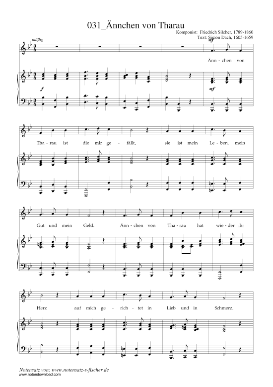 Product picture to: Ännchen von Tharau Friedrich Silcher (1789-1860)