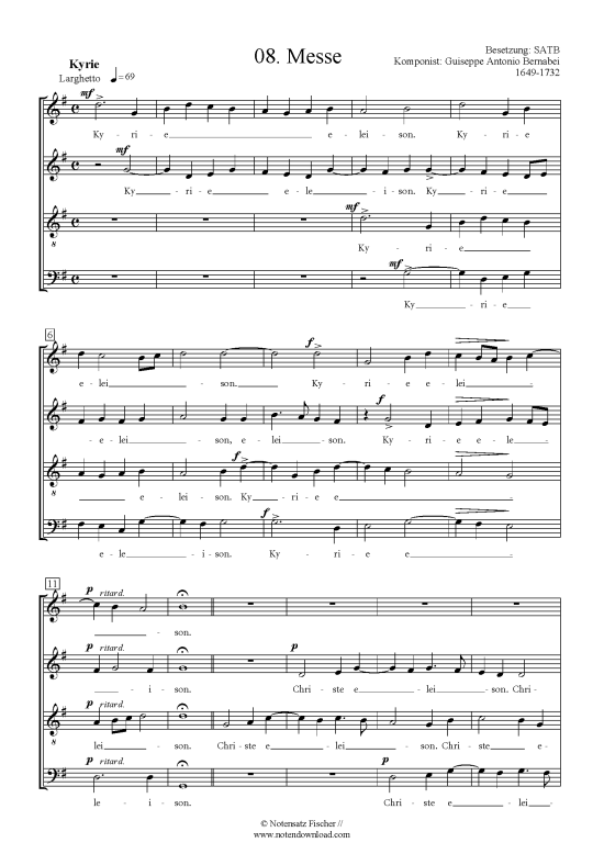 Produktbild zu: Messe Guiseppe Antonio Bernabei 1649-1732