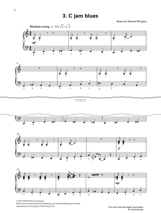Product gallery: Page 1 of 1 C Jam Blues, Duke Ellington