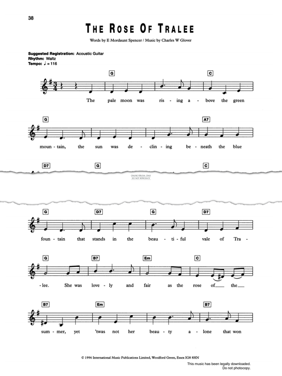 Produktgalerie: Seite 1 von 1 The Rose Of Tralee, Charles W. Glover, Gesang, Gitarre, Keyboard