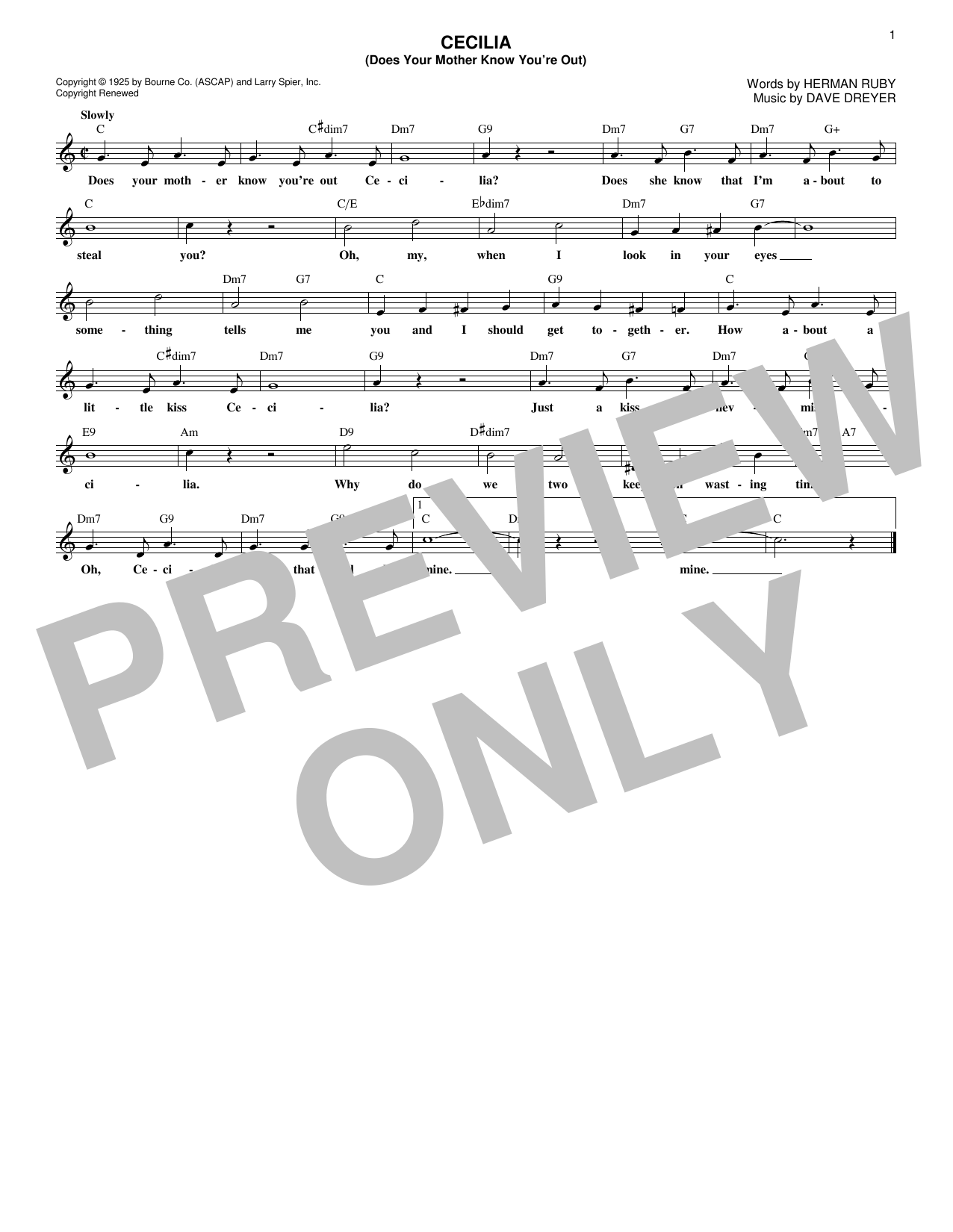 Product gallery: Page 1 of 1 Cecilia (Does Your Mother Know You're Out), Herman Ruby
