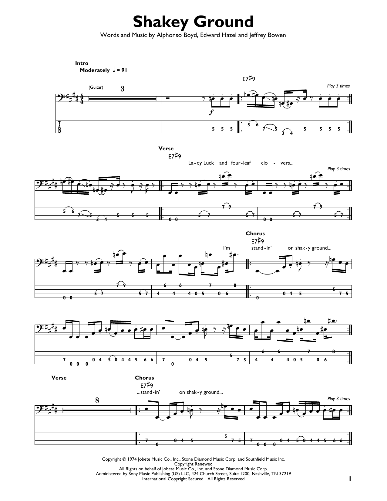 Produktgalerie: Seite 1 von 1 Shakey Ground, The Temptations, E-Bass, Gitarre