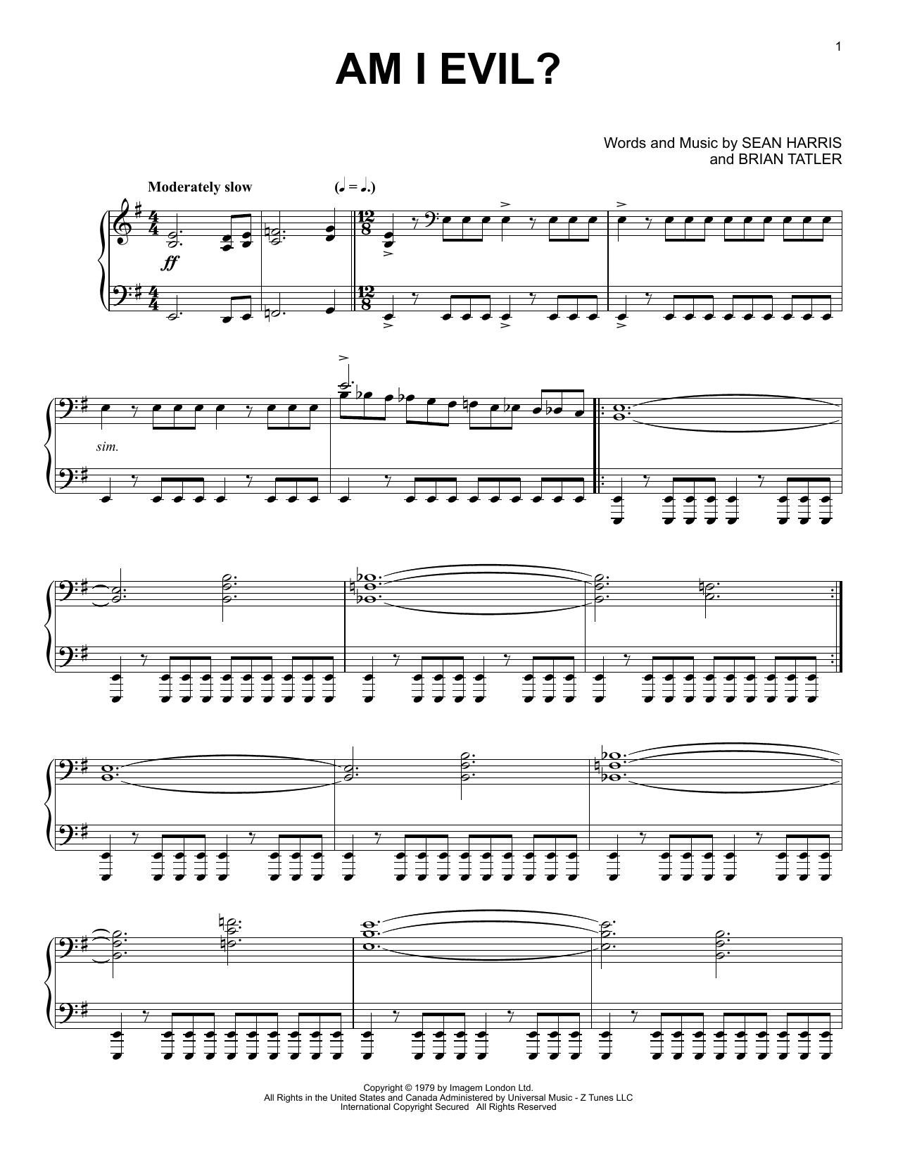 Produktgalerie: Seite 1 von 1 Am I Evil?, Metallica, Klavier