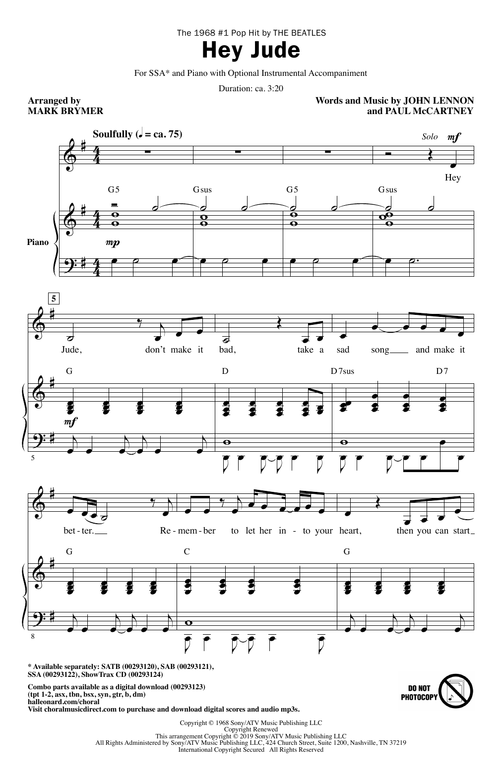 Produktgalerie: Seite 1 von 1 Hey Jude (arr. Mark Brymer), The Beatles, Chor