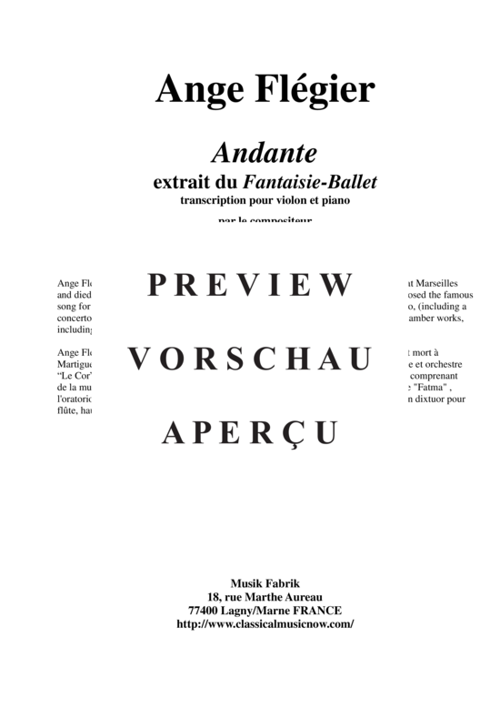 Product gallery: Page 2 of 12 Andante from the Fantaisie-Ballet , , (violin + piano)
