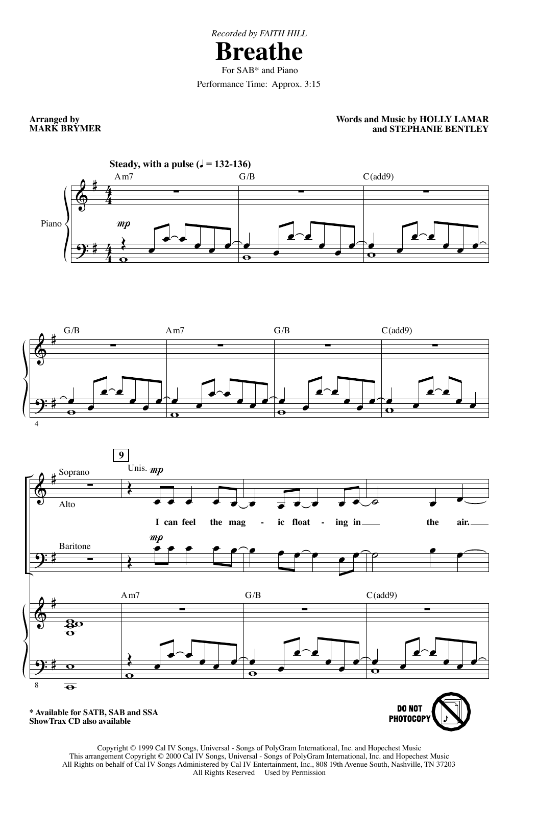 Produktgalerie: Seite 1 von 1 Breathe (arr. Mark Brymer), Faith Hill, Chor