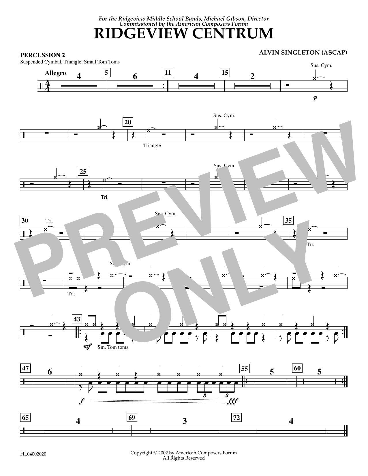 Product gallery: Page 1 of 1 Ridgeview Centrum - Percussion 2, Alvin Singleton