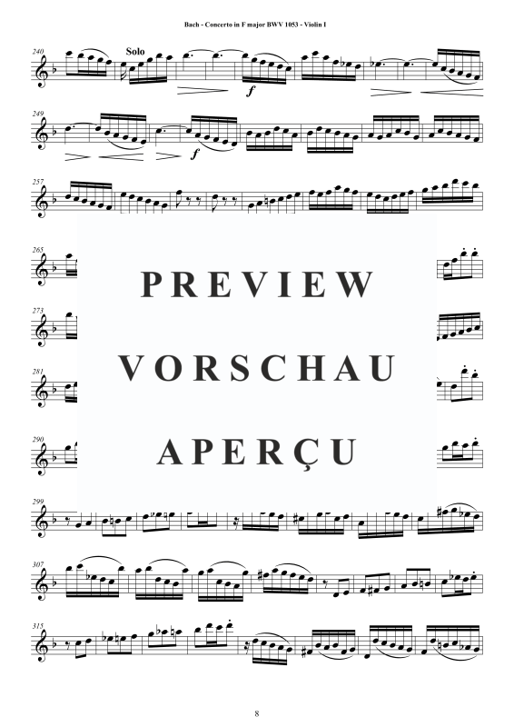 Product gallery: Page 9 of 11 Concerto in F-Dur BWV 1053, , String Quartet - Individual Parts