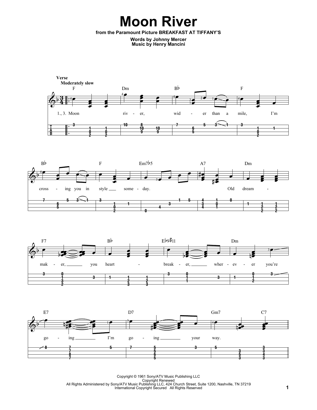 Product gallery: Page 1 of 1 Moon River, Henry Mancini
