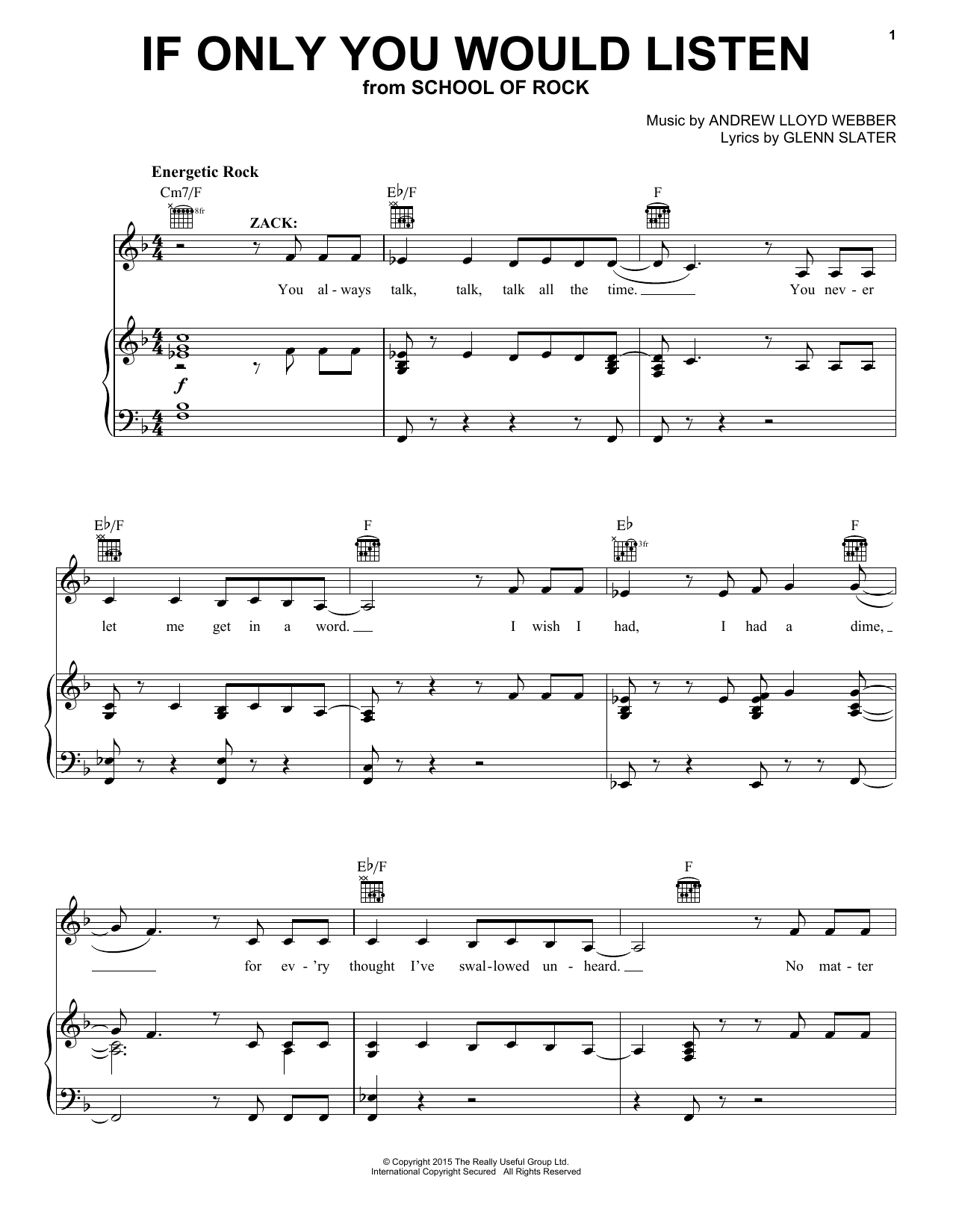Product picture to: If Only You Would Listen (from School of Rock: The Musical)