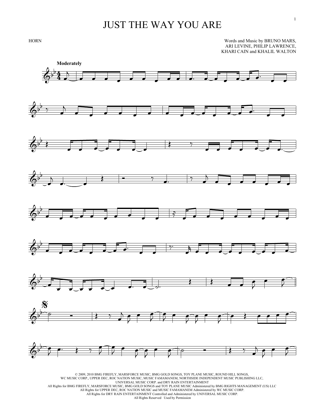 Produktgalerie: Seite 1 von 1 Just The Way You Are, Bruno Mars, Horn