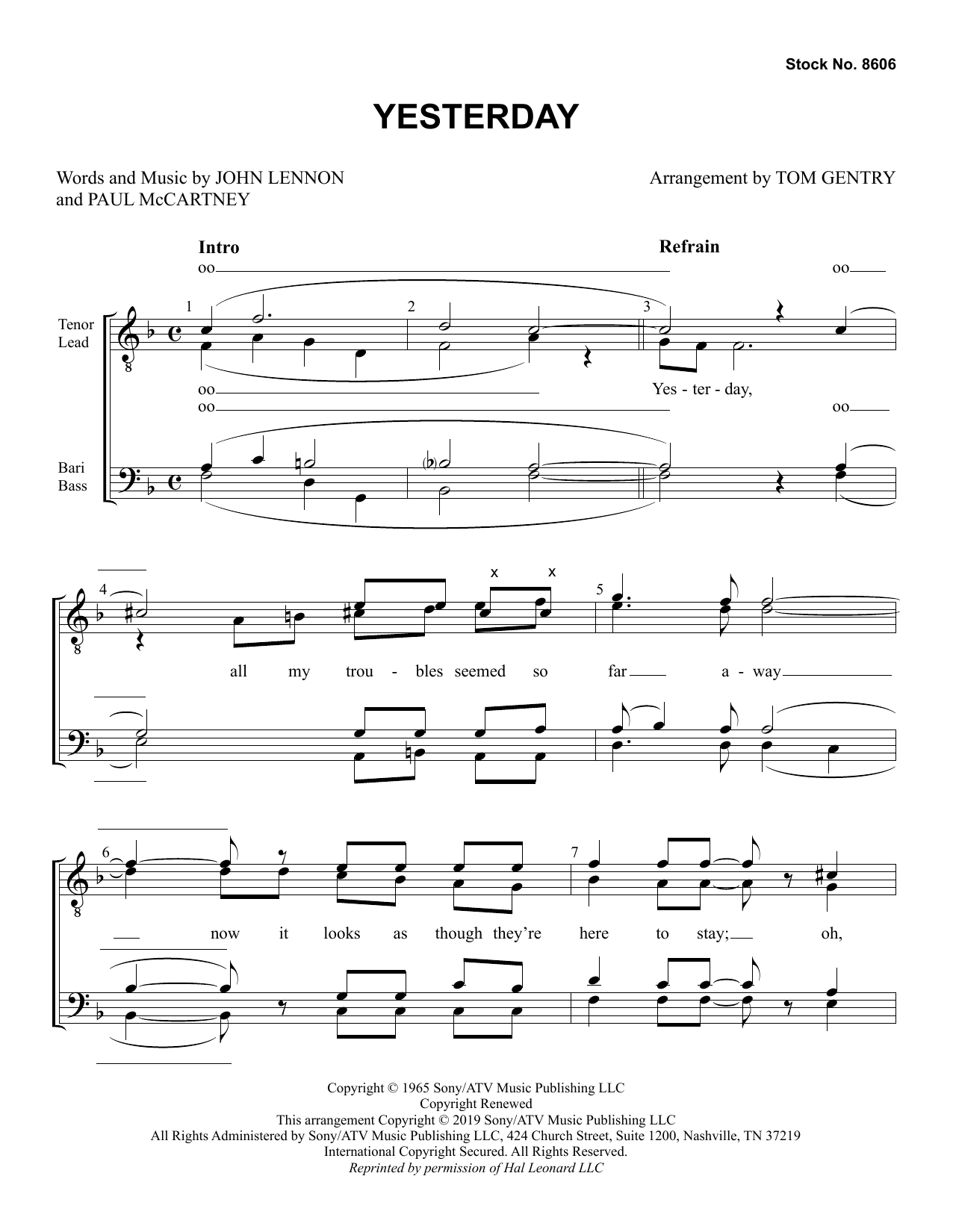 Produktgalerie: Seite 1 von 1 Yesterday (arr. Tom Gentry), The Beatles, Chor