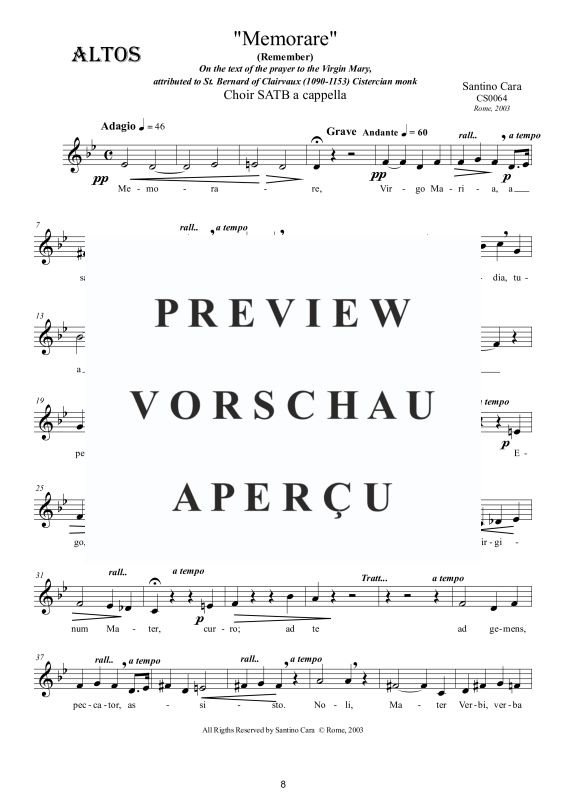 Product gallery: Page 9 of 11 Memorare - Gebet zur Jungfrau Maria von Bernard von Clairvaux, , Mixed Choir A Cappella