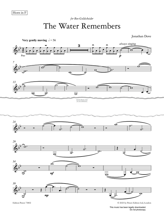 Produktgalerie: Seite 1 von 1 The Water Remembers, Jonathan Dove, Horn, Klavier