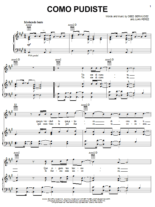 Produktgalerie: Seite 1 von 1 Como Pudiste, Obie Bermudez, Gesang, Gitarre, Klavier