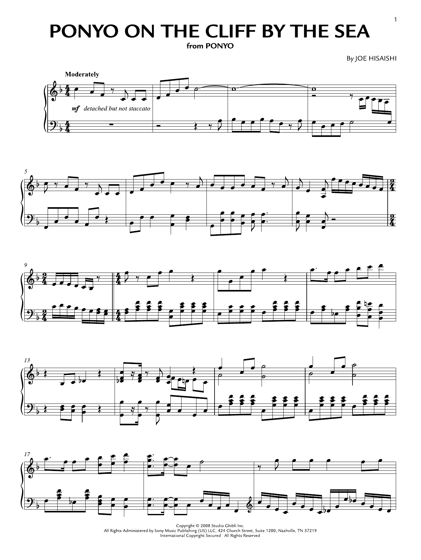Produktgalerie: Seite 1 von 1 Ponyo On The Cliff By The Sea, Joe Hisaishi, Klavier