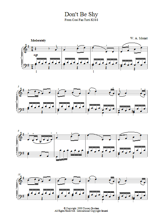 Product gallery: Page 1 of 1 Don't Be Shy From Cosi Fan Tutti K588, Wolfgang Amadeus Mozart