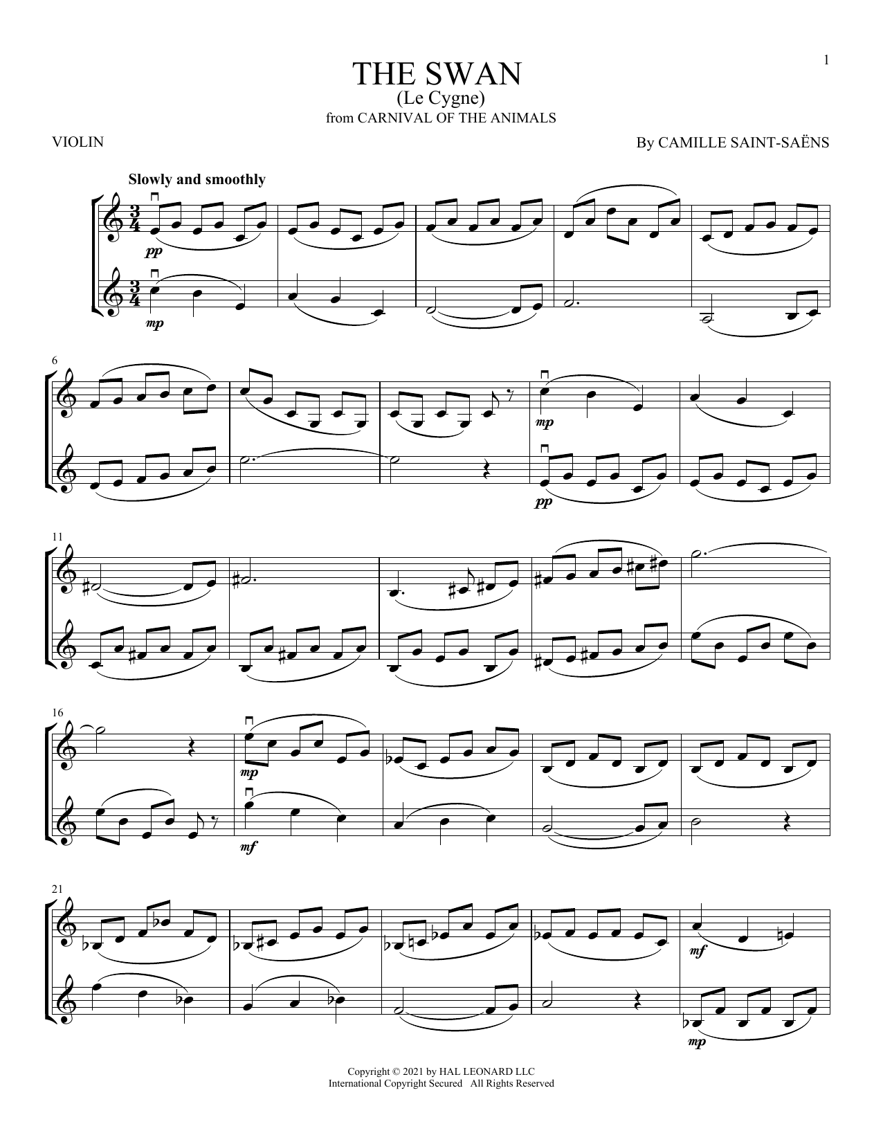Product gallery: Page 1 of 1 The Swan (Le Cygne), Camille Saint-Saens