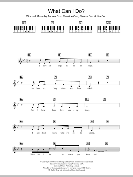 Produktgalerie: Seite 1 von 1 What Can I Do, The Corrs, Klavier