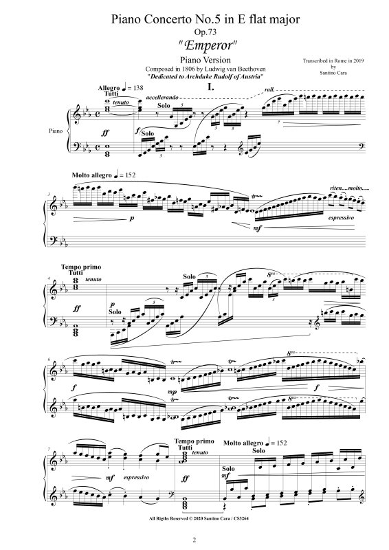 Produktgalerie: Seite 1 von 11 Piano Concerto No.5 in E flat major ´Emperor´ Op.73 - Piano Version, , Klavier Solo