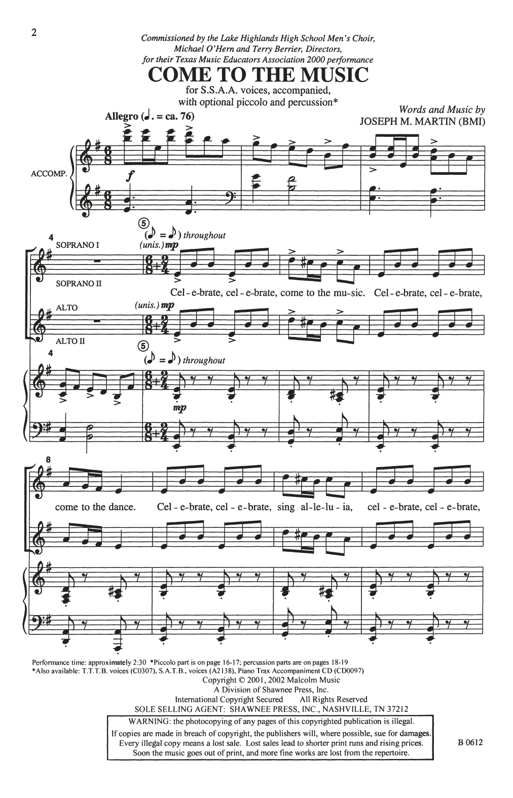 Produktgalerie: Seite 1 von 1 Come To The Music, Joseph M. Martin, Chor