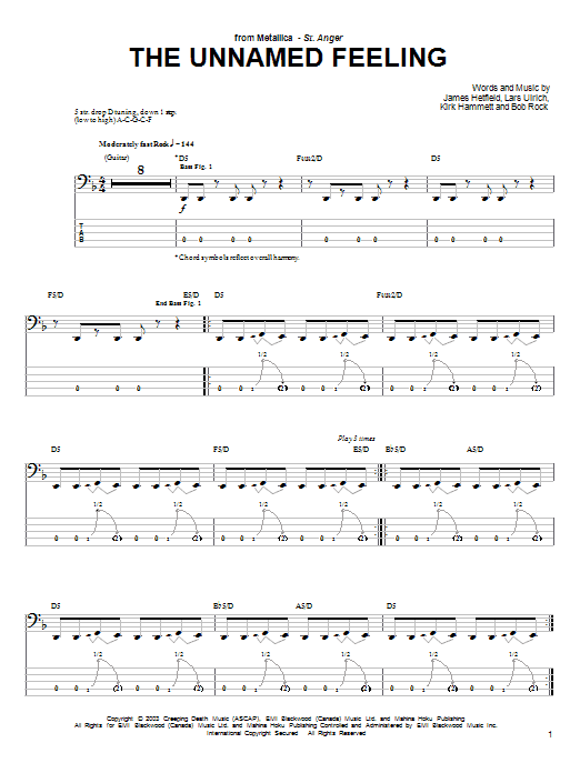Produktgalerie: Seite 1 von 1 The Unnamed Feeling, Metallica, E-Bass