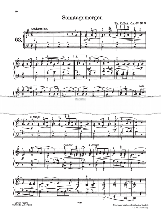 Produktgalerie: Seite 1 von 1 Sonntagsmorgen, Op. 62, Nr. 3, Theodor Kullak, Klavier
