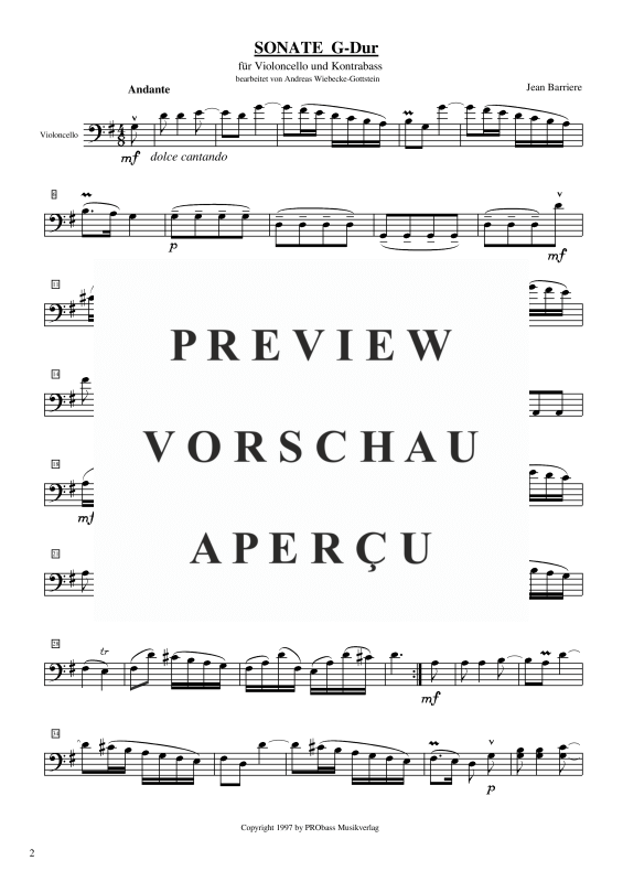 Produktgalerie: Seite 11 von 11 Sonate G- Dur, , Cello und Kontrabass
