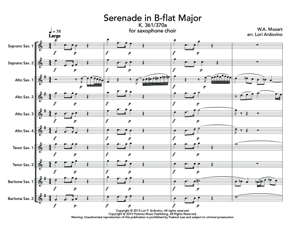 Produktgalerie: Seite 1 von 11 Serenade in B-flat Major, , (Saxophonchor)