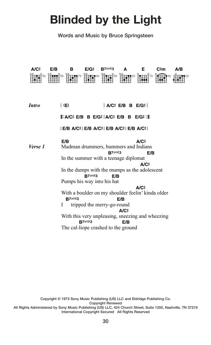 Produktgalerie: Seite 1 von 1 Blinded By The Light, Bruce Springsteen, Gitarre