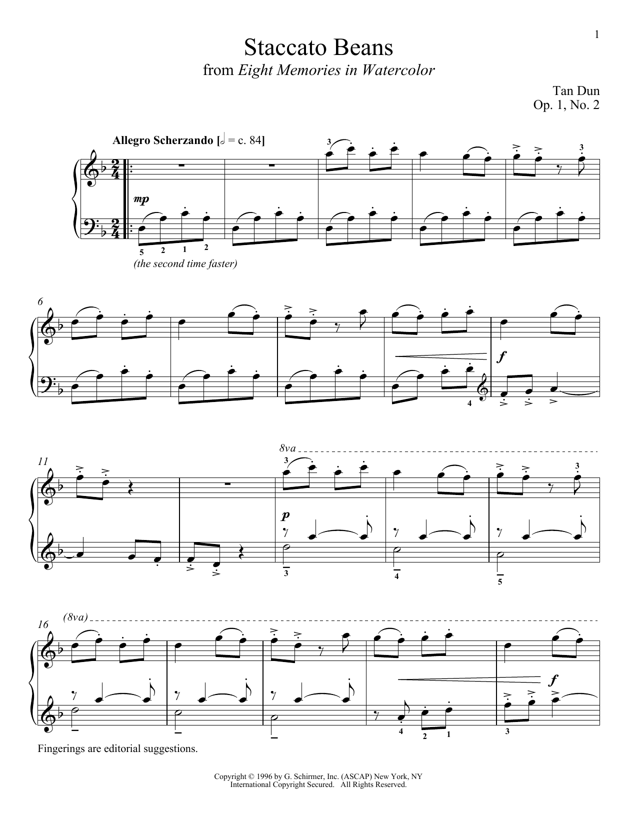 Product gallery: Page 1 of 1 Staccato Beans (arr. Richard Walters), Tan Dun