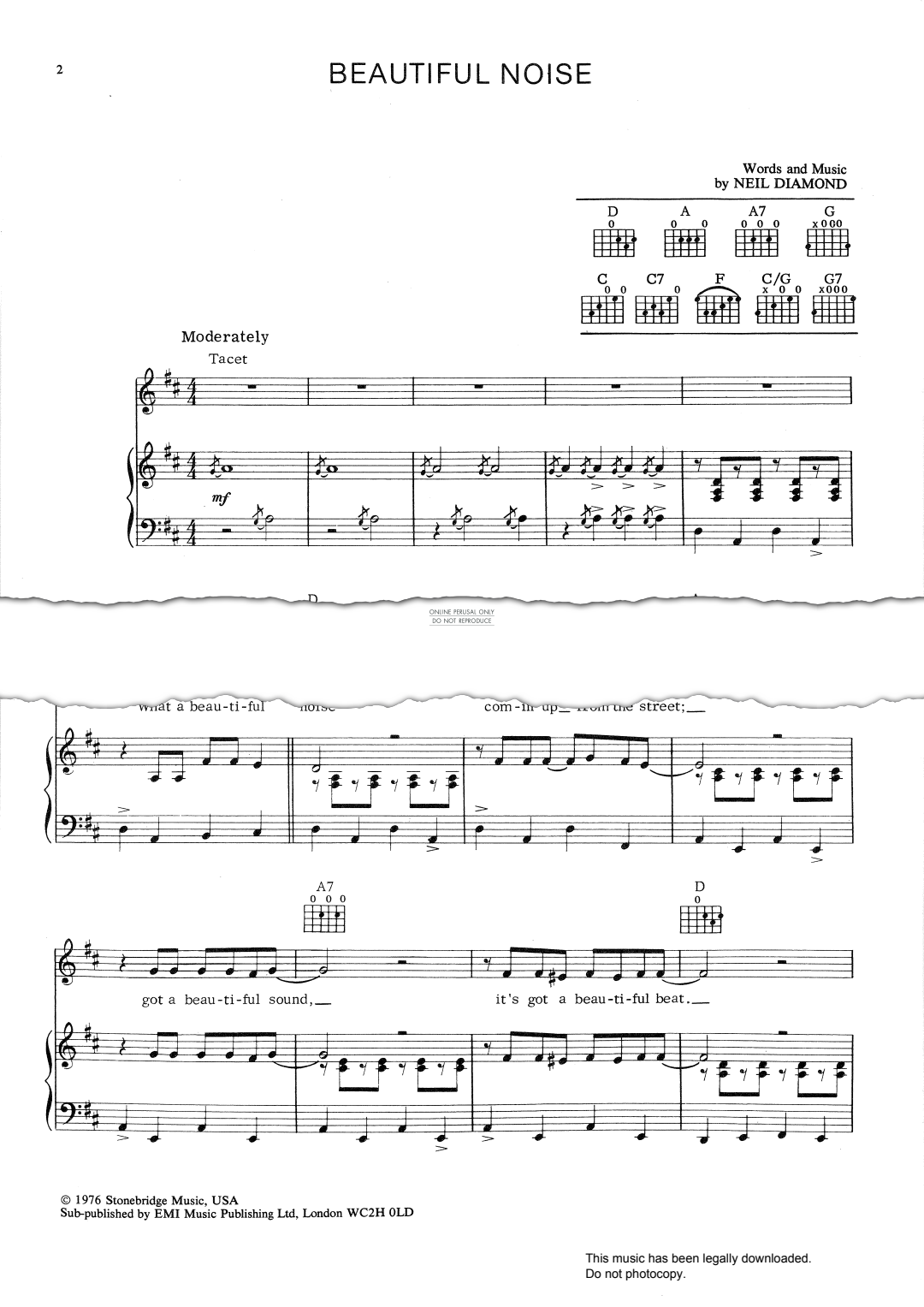 Produktgalerie: Seite 1 von 1 Beautiful Noise, Neil Diamond, Gesang, Gitarre, Klavier