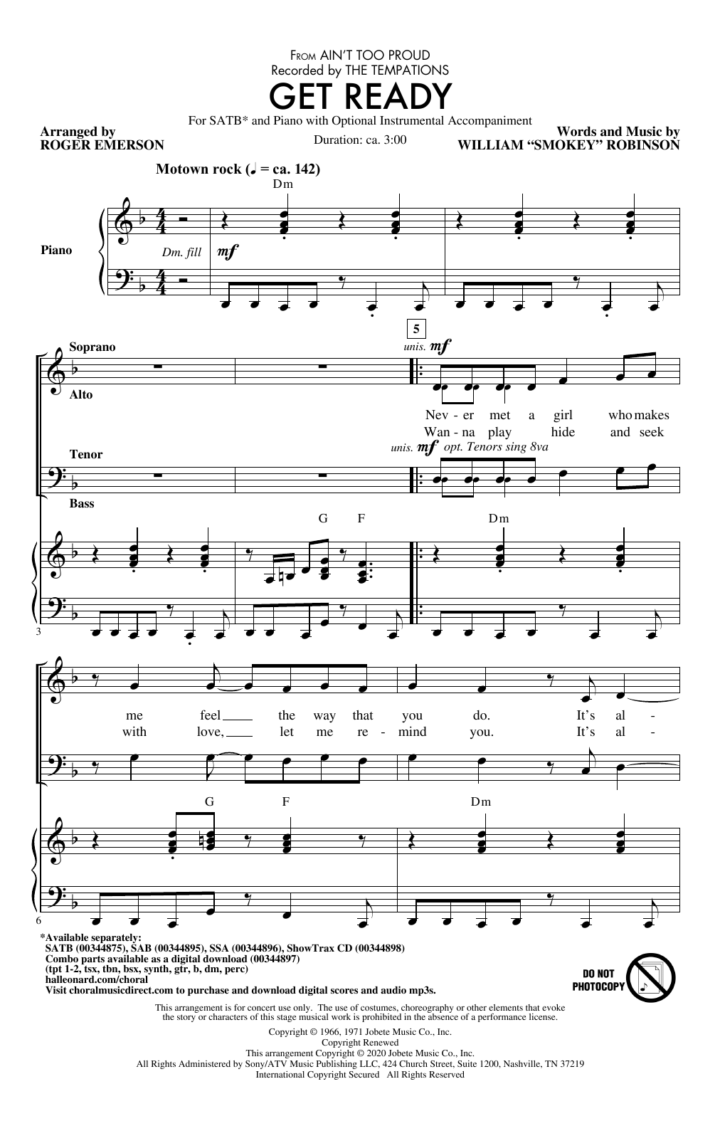 Product picture to: Get Ready (from Ain't Too Proud) (arr. Roger Emerson)
