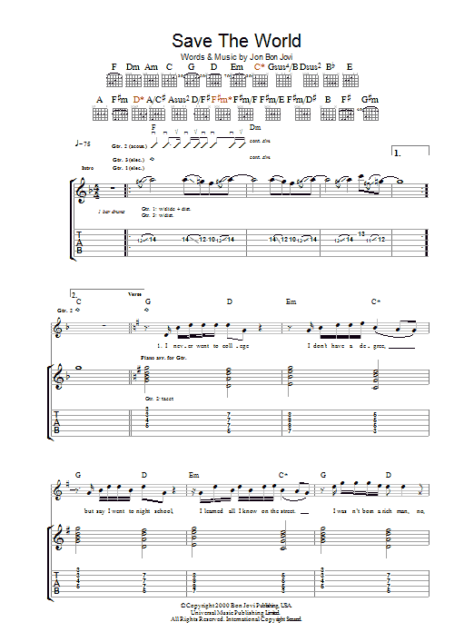 Produktgalerie: Seite 1 von 1 Save The World, Bon Jovi, Gitarre