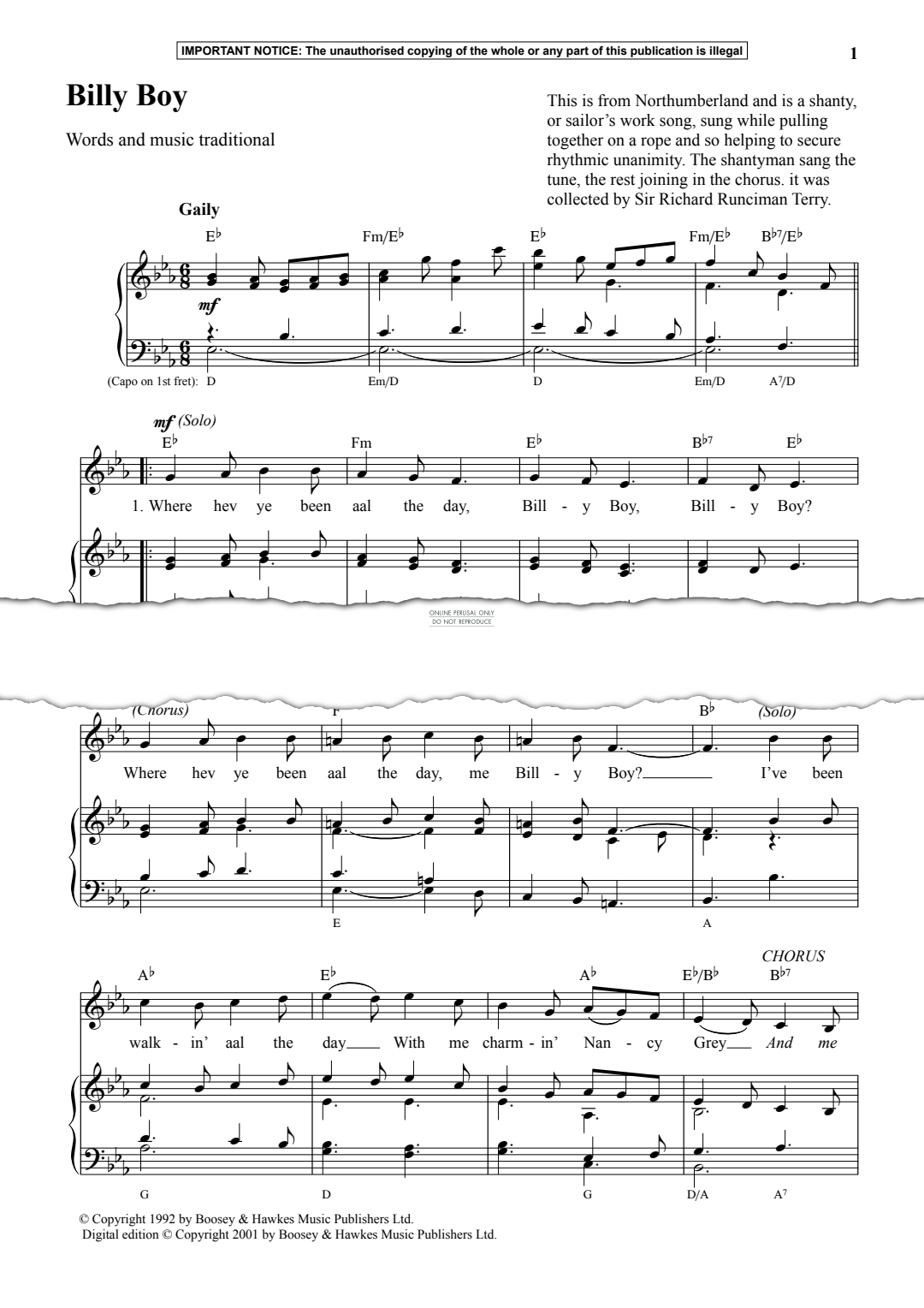 Produktgalerie: Seite 1 von 1 Billy Boy, Traditional, Gesang, Klavier